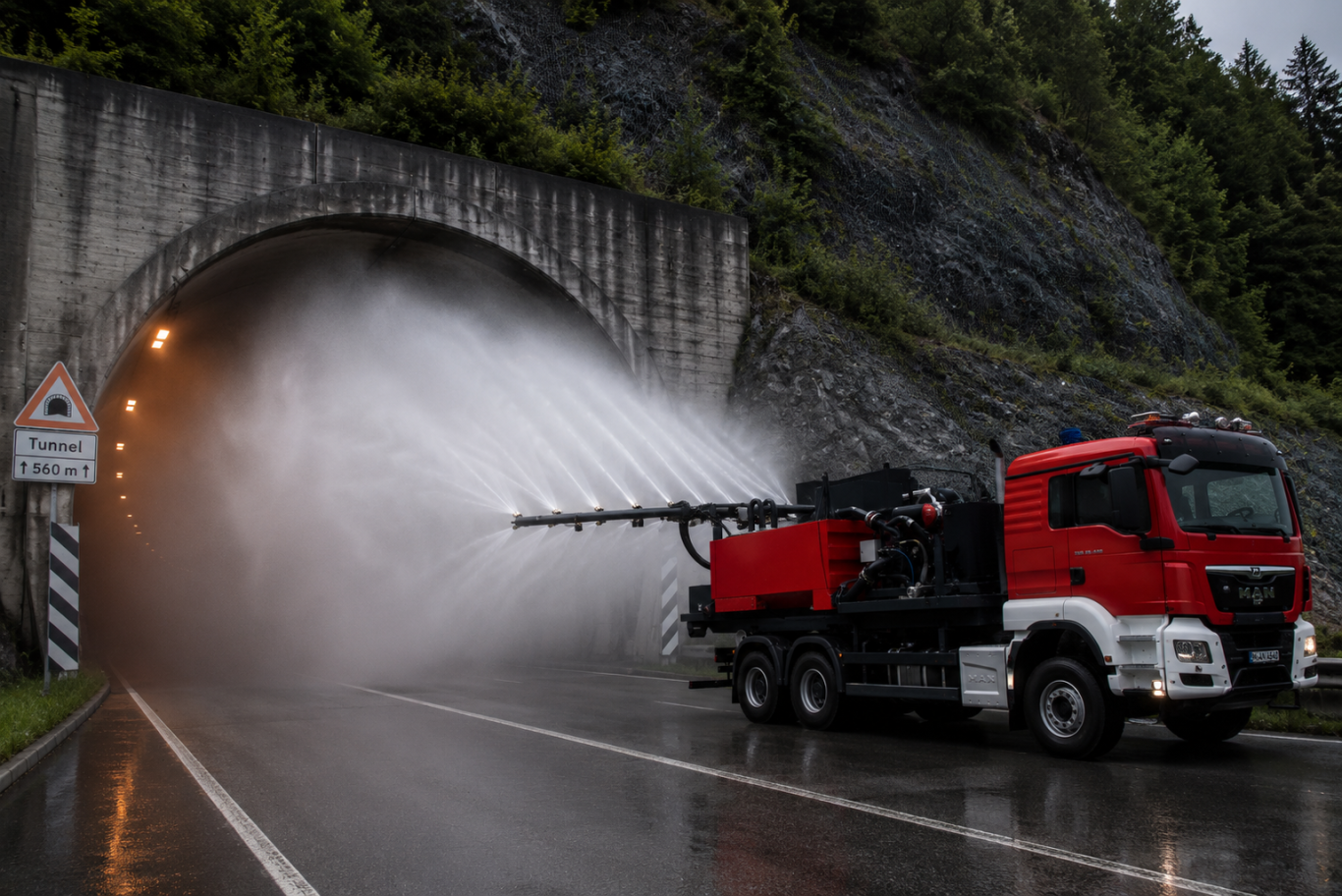 KI-generiert GTLF Löschgigant Tunnelbrand